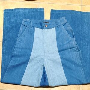 Shein extra wide leg patch front jeans